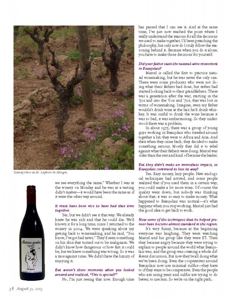 Page 3 de l’article, Sommelier Journal