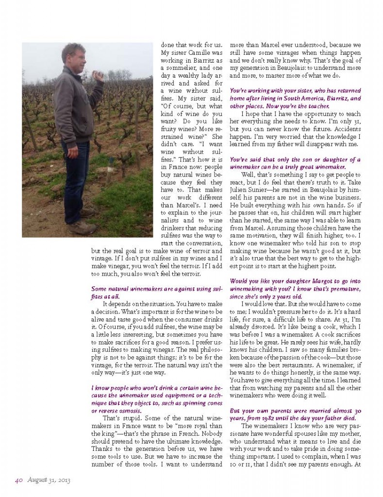 Page 5 de l’article, Sommelier Journal