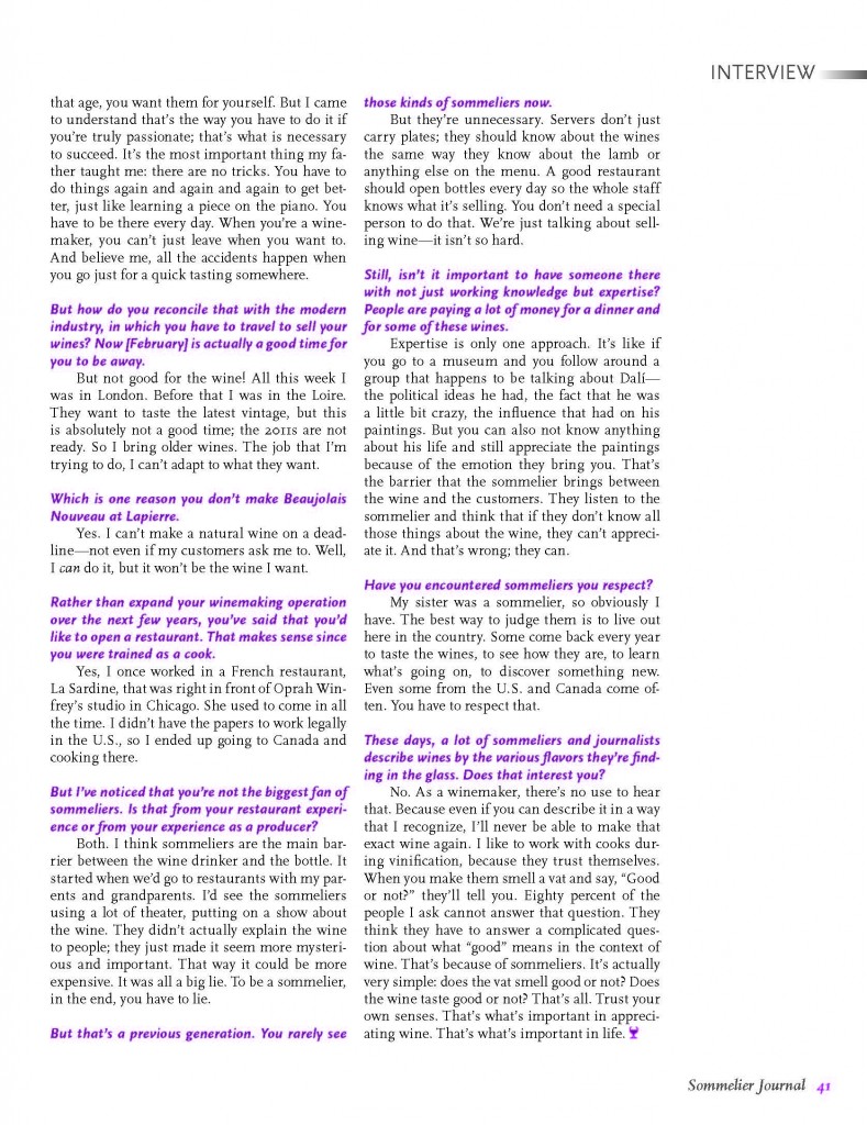 Page 6 de l’article, Sommelier Journal